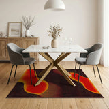 Fiery Red Abstract Blob Area Rug