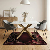 Red Velvet Theater Curtain Border Area Rug