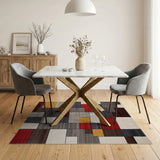 Multi-color and Patterns Multi-Color Geometric Block Area Rug