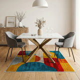 Vibrant Multi-Color Geometric Shag Area Rug