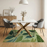 Abstract Area Lush Green Leaves Area Rug