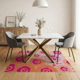 Vibrant Pink Orange Swirling Circles Area Rug