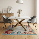 Coastal Seashell Fish Area Rug