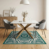 Blue and Teal Mandala Floral Area Rug