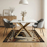 Majestic Grizzly Bear Autumn Forest Rug