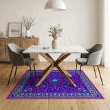 Vibrant Pink Blue Mandala Persian Area Rug