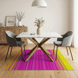 Vibrant Yellow-Pink Striped Area Rug