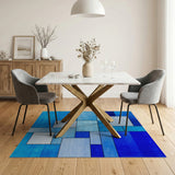Blue Teal Geometric Abstract Area Rug
