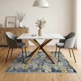 Grey Yellow Daisy Floral Vintage Area Rug