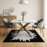 White Feathery Sunburst Area Rug