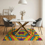 Vibrant Yellow Star Geometric Area Rug