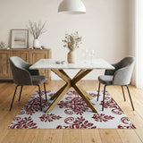 Floral Vintage Elegant Red Damask Floral Area Rug