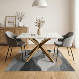 Modern Abstract Wavy Grey Area Rug