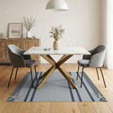 Navy Striped Coastal Starfish Woven Rug