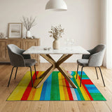Vibrant Wavy Multi-Color Stripe Area Rug