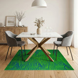 Vibrant Green Teal Zebra Stripe Area Rug
