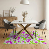 Whimsical Pink Green Cartoon Music Kids Rug