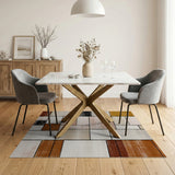 Geometric Neutral Block Area Rug