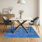 Blue Teal Geometric Swirl Area Rug
