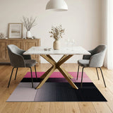 Pink Black Grid Geometric Area Rug