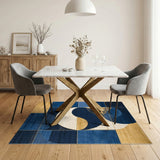 Blue and Gold Geometric Area Rug