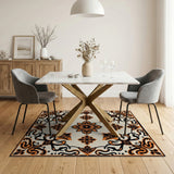 Burnt Orange Persian Floral Medallion Rug