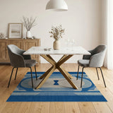 Blue Teal Arch Bow Geometric Rug
