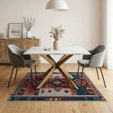 Southwestern Geometric Area Rug in Red Navy