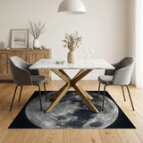 Moon Crater Black White Area Rug