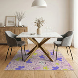 Whimsical Pink Butterfly Flower Area Rug