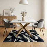 Dynamic Black Swirl Abstract Area Rug