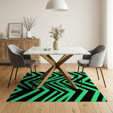Bold Green Black Zigzag Geometric Area Rug