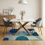 Geometric Blue Teal Circle Area Rug