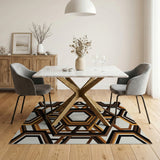 Modern Hexagon Brown Tan Geometric Area Rug