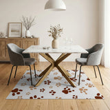 Playful Brown Tan Paw Print Area Rug