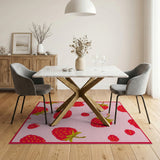 Playful Strawberry Scatter Pink Area Rug