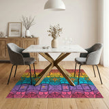 Vibrant Compass Suitcase Washable Area Rug