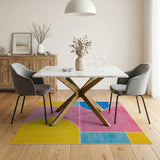 Vibrant Geometric Pink Blue Yellow Area Rug