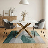 Teal Abstract Wave Area Rug