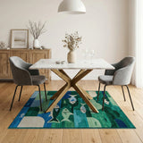 Whimsical Fish Swim Abstract Area Rug