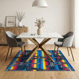 Geometric Modern Rainbow Eiffel Tower Area Rug