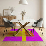 Purple Framed Orange Yellow Geometric Textured Rug