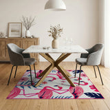Playful Pink Flamingo Coastal Area Rug