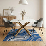 Abstract Area Blue Wave Abstract Area Rug