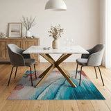Teal Ocean Waves Coral Reef Beach Area Rug