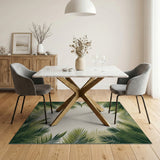 Green Palm Frond Border Area Rug