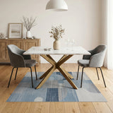 Modern Blue Geometric Abstract Geometric Modern Area Rug