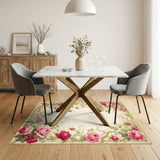 Rose Pink Vintage Pink Rose Floral Area Rug