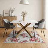 Pink Vintage Pink Roses Floral Area Rug