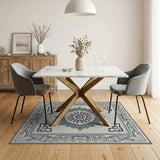 Blue and Teal Blue Mandala Persian Area Rug